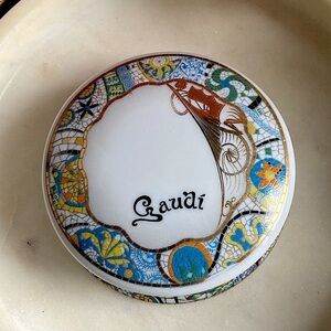 Gaudi Porcelain Trinket Box REUS 1852 Barcelona 1926 Mosaic Design Round